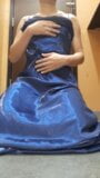 Cum wearing long satin gown in changing room snapshot 7