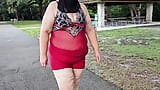 Jamdown26 - Big ass SSBBW Hijab Muslim Milf doing early morning walks outdoor in public park snapshot 2