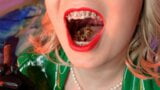 food fetish - eating blowing candy - ASMR video of chewing girl in BRACES with all sounds close up snapshot 5