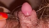 Extreme Close up huge clit head and hairy pussy snapshot 9