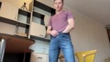 Horny Boy Wanks Cock in Blue Jeans after College  Home Alone snapshot 2