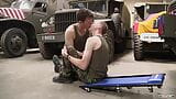 Soldiers Dylan Thorne and Olly Tayler anal breed after BJ snapshot 2