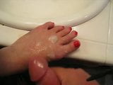 another cum shot on my wife's beautiful feet snapshot 3