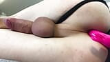 Trans Close Up Deep Orgasme dubur dengan penggetar yang kuat, Femboy Hands Free Orgasm Josey Cummings orgasme prostat snapshot 2