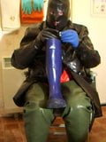 Perverted pissing and wanking in rubber. snapshot 18