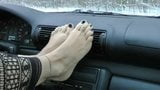 Pretty Fetish Feet Tease in the car(WheelSex) snapshot 2