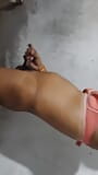 Indian teen boy wearing bra of his sister and making fun snapshot 7