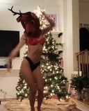 Nina Agdal sexy Christmas dance in mask, bra, and a thong snapshot 1