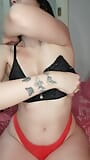 caressing my pointy breasts while changing my bra snapshot 8