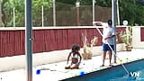 Sexy Ebony MILF Fucks Older White Caretaker in the Pool snapshot 2