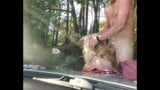 Brought bitch to the forest, tied her and fuck hard on the hood! snapshot 9