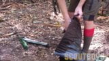 Dirty hung Scout leader barebacks scout in tent in forest snapshot 3