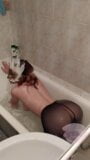 Masturbating with a shower in the bathroom in pantyhose, I'm so wet... Mmm... snapshot 7
