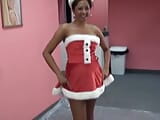 Horny whore in Christmas skirt gets covered in paint and whipped cream snapshot 1