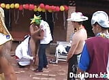 Horny gay dudes banging at a gay costume party in the backyard snapshot 5