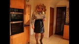 Sindy in satin blouse with pvc skirt & fishhnets snapshot 1