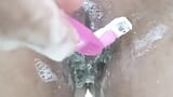 Cuckold husband films her house wife shaving her hairy pussy snapshot 2