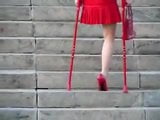 amputee girl wearing a single red heel snapshot 11