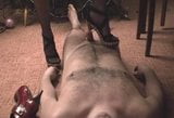 slave cums under extreme high heel nipple torture snapshot 2