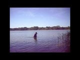 Swimming with PVC suit in the lake snapshot 8