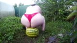 Dicker Arsch zerquetscht Wassermelone snapshot 3