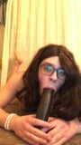 Trans girl chokes on 11 inch BBC Dildo snapshot 2