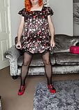 Sexy tv crossdresser in satin babydoll dress and stockings snapshot 10