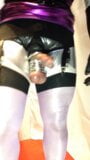 SISSY SLUT IN SILVER AND PURPLE SHOW FUCKING HER TOYS 2 snapshot 3