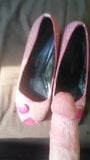 Cum on Her Shoes - Pink Peep Toe Heels snapshot 1