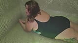 Piss on her cute face in the pool - cum twice in pussy and tits of friend's young chubby wife snapshot 1