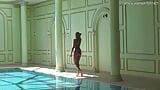 Sexy Russian milf Kalisy masturbating by the pool snapshot 3