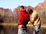 Fisherman blown by naughty daddy in the outdoors snapshot 1