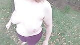 Quickie - Barefoot titslapping outdoors snapshot 4