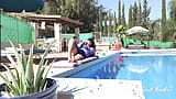 Auntjudys - tetona británica milf Devon Breeze - junto a la piscina en lencería snapshot 2