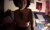 Curls with tats, puffy nips fingers and toy fucks asshole snapshot 3