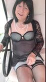 French crossdresser in nightie and black stockings snapshot 7