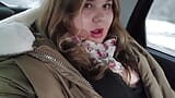 Chubby Cutie with Huge Tits Masturbates in a Cab in the Backseat snapshot 7