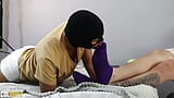 BITCH SUCKS HIS MASTER'S FEET SHE LIKES PURPLE SOCKS snapshot 9