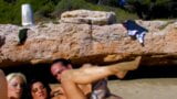 Two blond and brunette girlfriends fuck 2 men on the beach during vacation in Spain snapshot 12