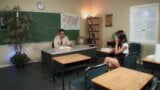 Brunette hottie with great tits fucks and sucks her teacher in the classroom snapshot 1