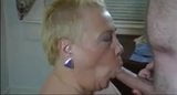 Granny with short blonde hair gets a load on her face snapshot 1