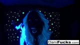 Dani has a hot black light threesome snapshot 14