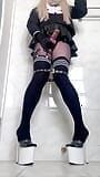 Crossdresser Punk Meow Masturbating in JK skirt & platform heels snapshot 14