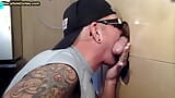 Gloryhole real DILF sucks cock in homemade private video snapshot 1