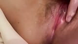 Record the virgin pussy after a clitoral orgasm, the slimy clitoris is still bulging snapshot 1