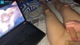 男子学生がポルノにぴくぴく動く！カメラ、お腹、ベッドで射精！ snapshot 4