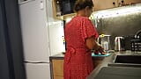 Mature Cooking in Kitchen Gets Her Dress Pulled up and Hose Ripped for a Good Fuck snapshot 2