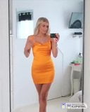 Orange satin minidress snapshot 3