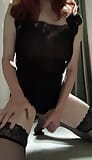 Little bounces in a little black nightie and stockings for you xoxox snapshot 4