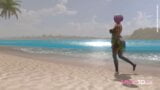 Rondborstige babe masturbeert terwijl futa -babes op het strand neuken in een 3D -animatie snapshot 2